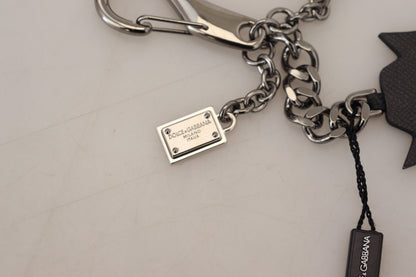 Dolce & Gabbana Black Prince Studs Logo Silber Messing Schlüsselanhänger