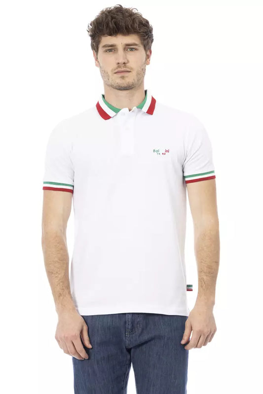Baldinini Trend White Cotton Polo Shirt for Men