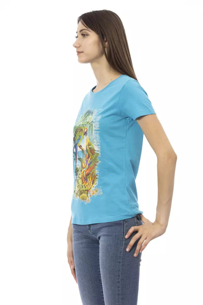 Trussardi Action Hellblaues T-Shirt aus Baumwolle für Frauen