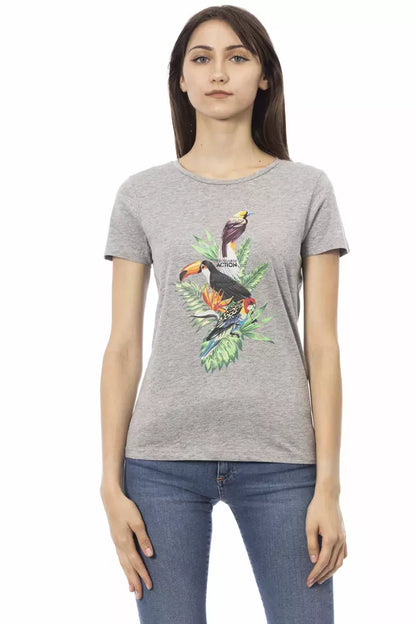 Trussardi Action Graues Baumwoll-T-Shirt für Frauen