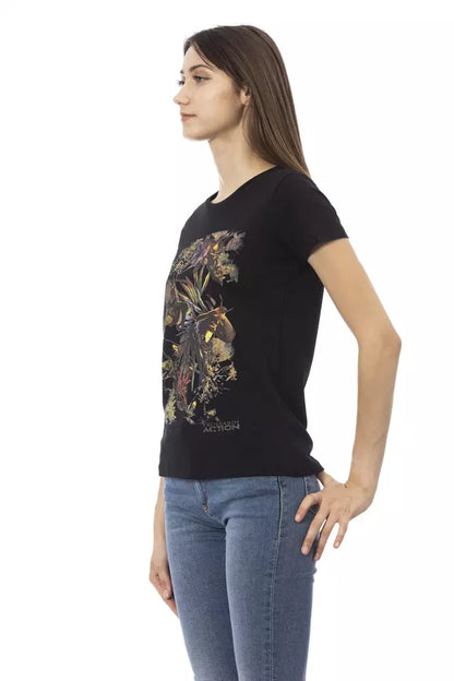 Trussardi Action Schwarzes Baumwoll-T-Shirt für Frauen