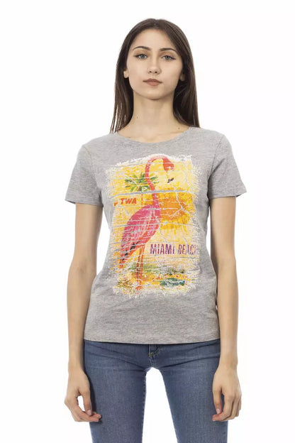 Trussardi Action Graues Baumwoll-T-Shirt für Frauen