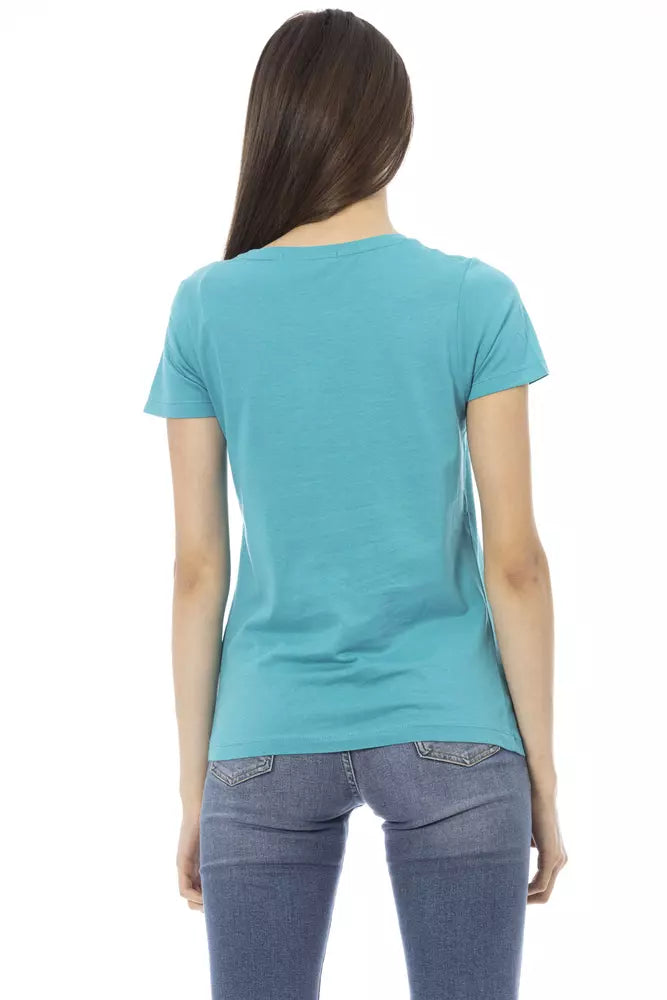 Trussardi Action Hellblaues T-Shirt aus Baumwolle für Frauen