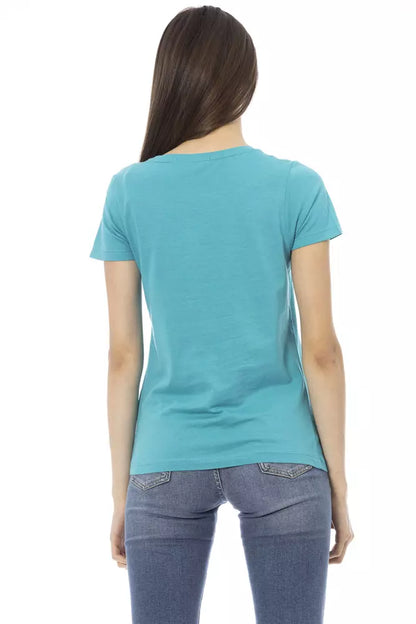 Trussardi Action Hellblaues T-Shirt aus Baumwolle für Frauen