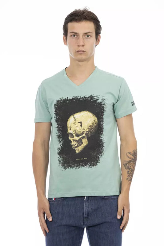 Trussardi Action Grünes Baumwolle Männer V-Ausschnitt T-Shirt