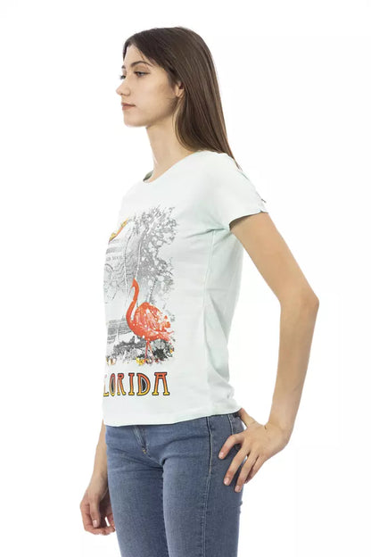 Trussardi Action Hellblaues T-Shirt aus Baumwolle für Frauen