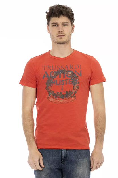 Trussardi Action Rotes Baumwoll-T-Shirt für Männer