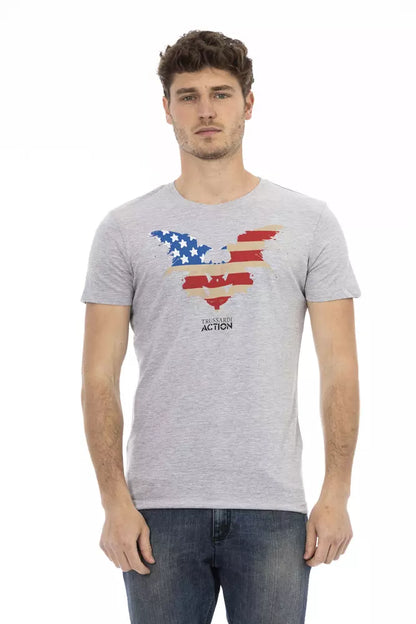 Trussardi Action Graues Baumwolle Männer T-Shirt