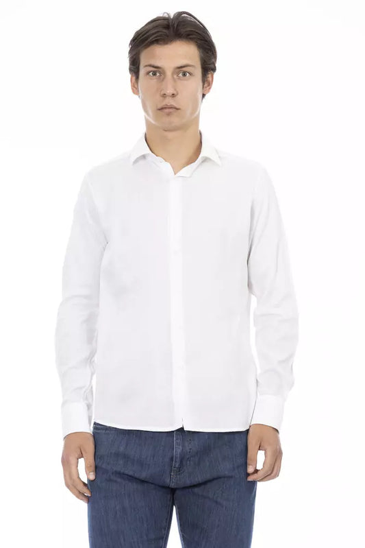 Baldinini Trend White Cotton Shirt for Men
