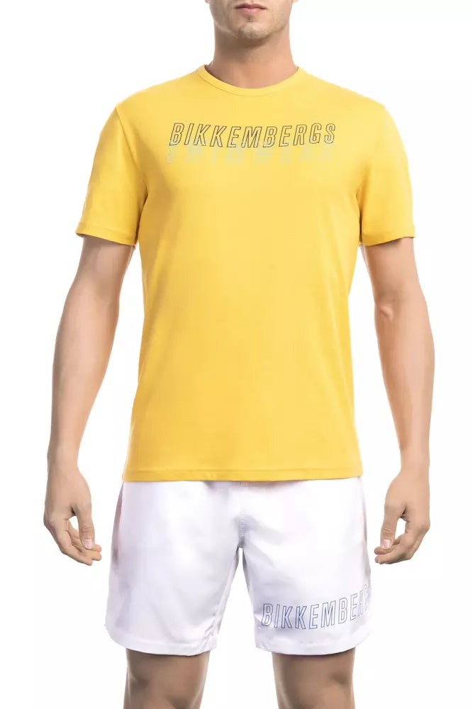Bikkembergs Gelbes Baumwolle Männer T-Shirt
