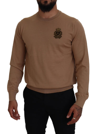 Dolce & Gabbana Beigefarbener Kaschmir-Kronen-Logo-Pullover