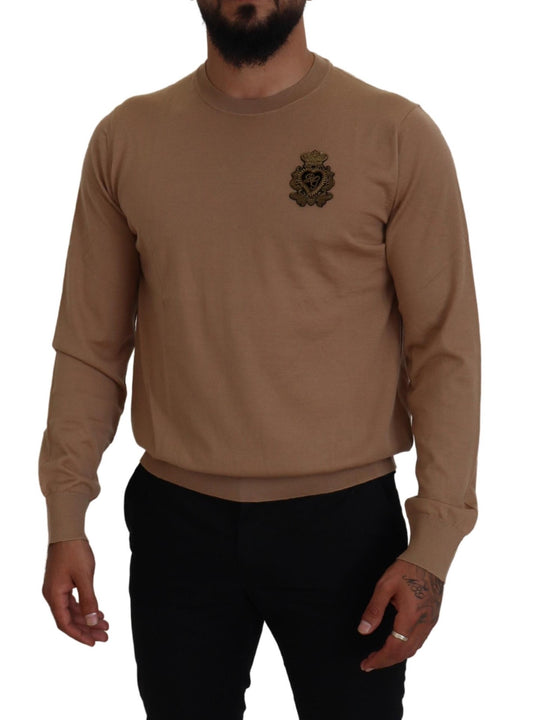 Dolce & Gabbana Beigefarbener Kaschmir-Kronen-Logo-Pullover