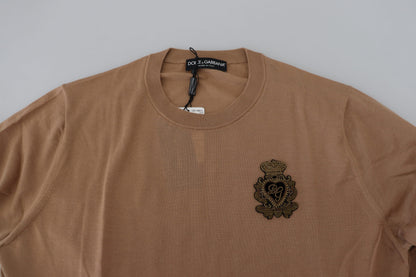 Dolce & Gabbana Beigefarbener Kaschmir-Kronen-Logo-Pullover
