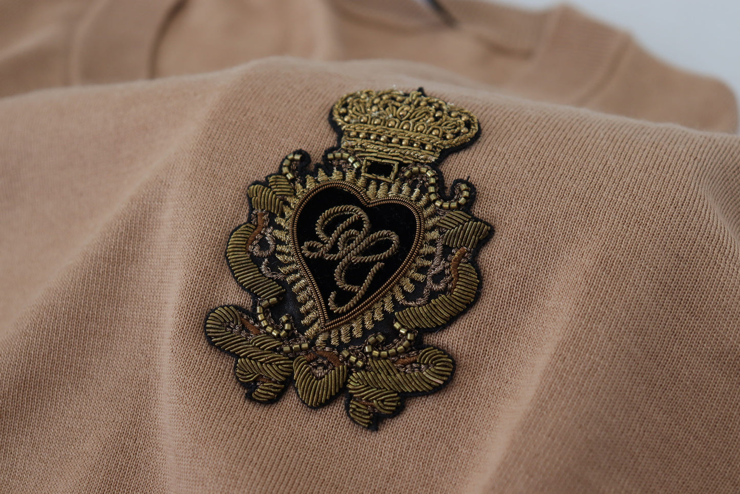 Dolce & Gabbana Beigefarbener Kaschmir-Kronen-Logo-Pullover