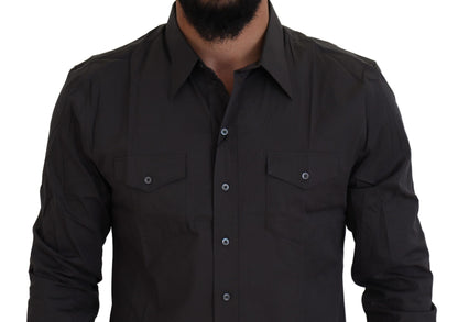 Dolce & Gabbana Graues SICILIA Slim Fit Stretch-Hemd