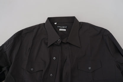 Dolce & Gabbana Graues SICILIA Slim Fit Stretch-Hemd