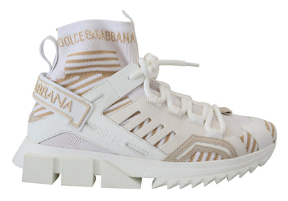 Dolce & Gabbana Weiß Beige Sorrento Turnschuhe Schuhe