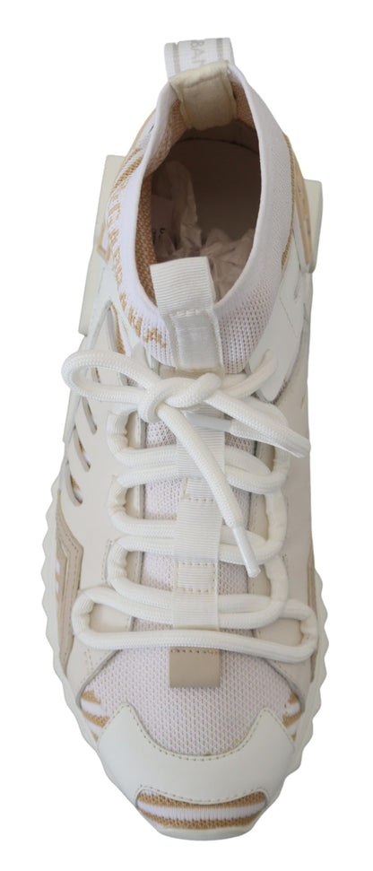 Dolce & Gabbana Weiß Beige Sorrento Turnschuhe Schuhe