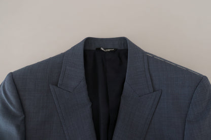 Dolce & Gabbana Blauer Woll-Stretch-Slim-Fit-Jacke Blazer