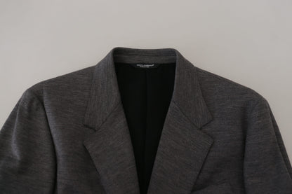 Dolce & Gabbana Graue Wolle Stretch Slim Fit Jacke Blazer