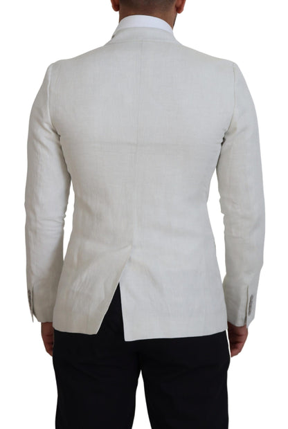 Dolce & Gabbana Weißes Leinen Slim Fit Jacke Blazer