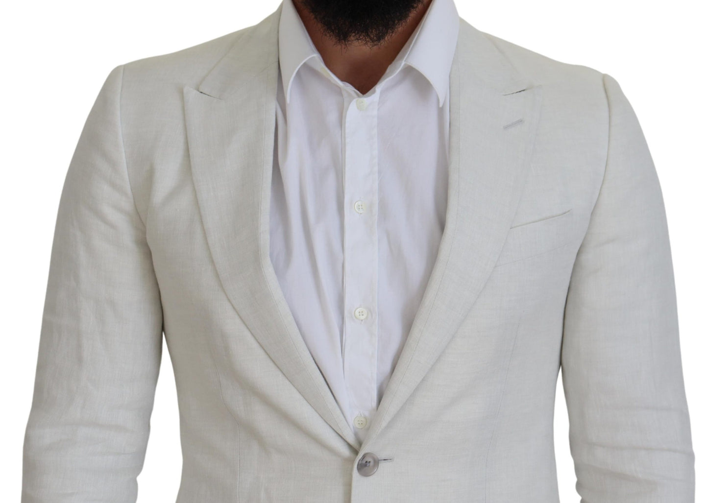 Dolce & Gabbana Weißes Leinen Slim Fit Jacke Blazer