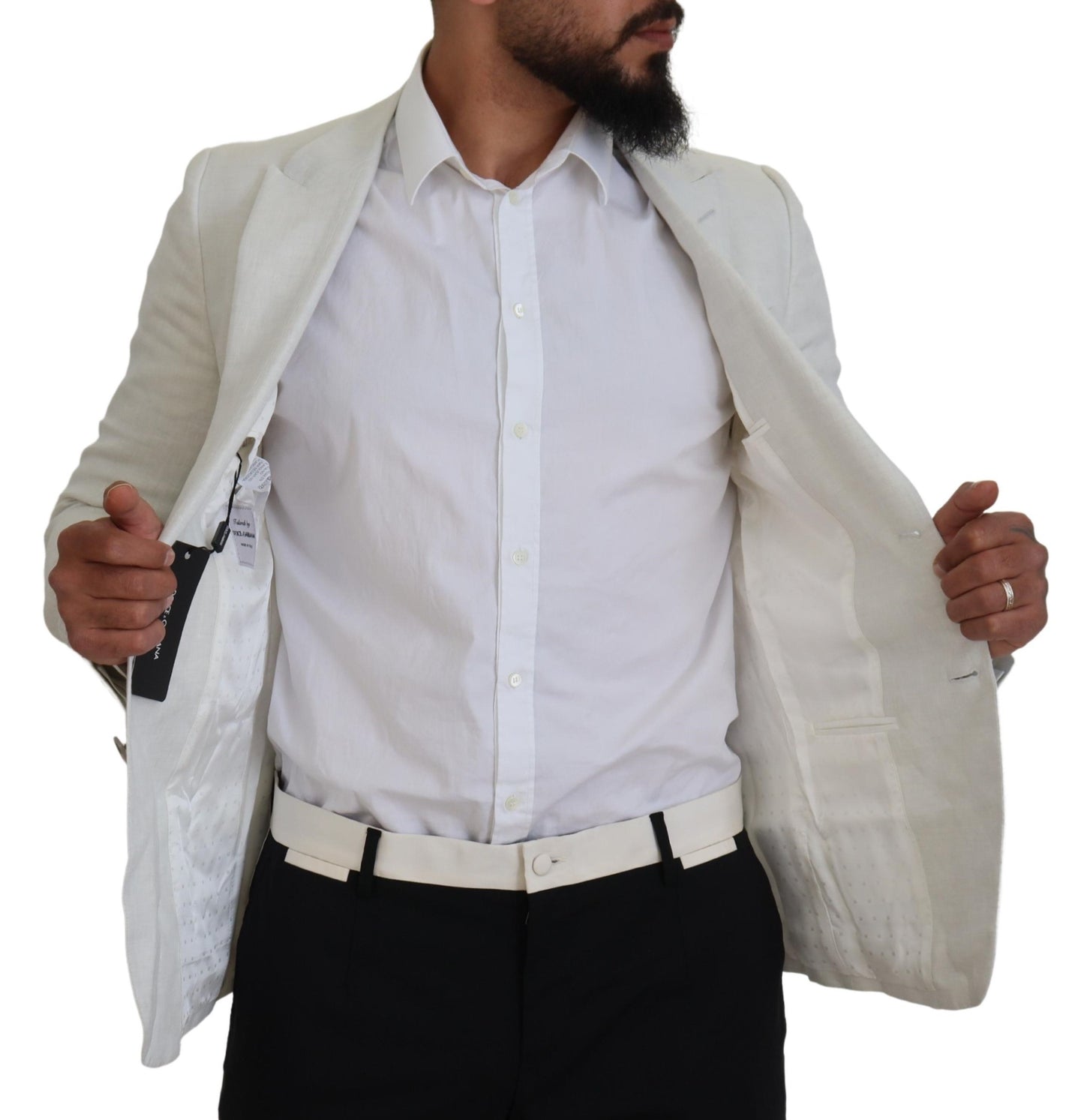Dolce & Gabbana Weißes Leinen Slim Fit Jacke Blazer