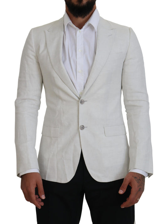 Dolce & Gabbana Weißes Leinen Slim Fit Jacke Blazer