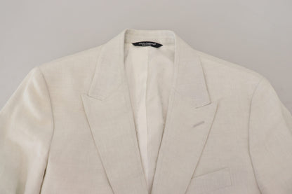 Dolce & Gabbana Weißes Leinen Slim Fit Jacke Blazer