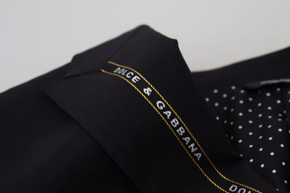 Dolce & Gabbana Schwarze Wolle Stretch Slim Fit Jacke Blazer