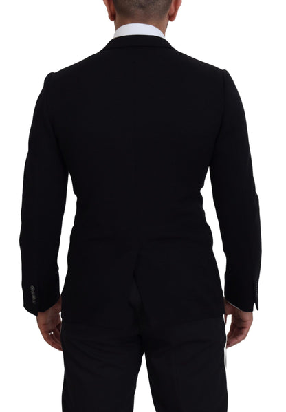 Dolce & Gabbana Schwarze Wollkrone Slim Fit Jacke Blazer