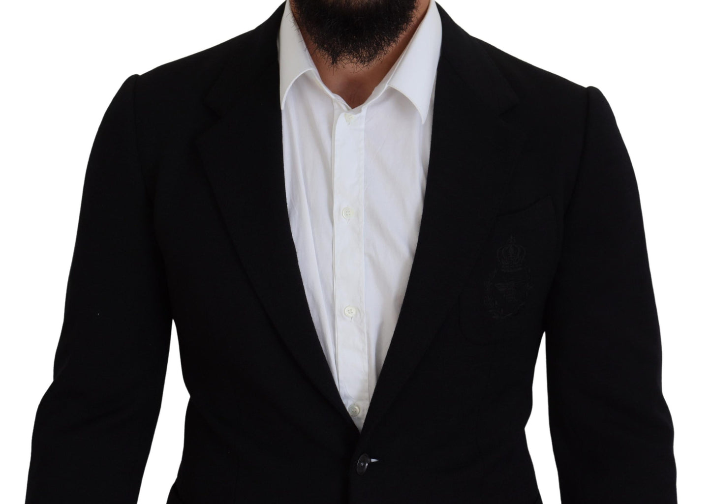 Dolce & Gabbana Schwarze Wollkrone Slim Fit Jacke Blazer