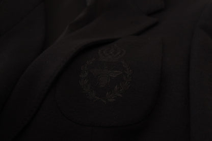 Dolce & Gabbana Schwarze Wollkrone Slim Fit Jacke Blazer