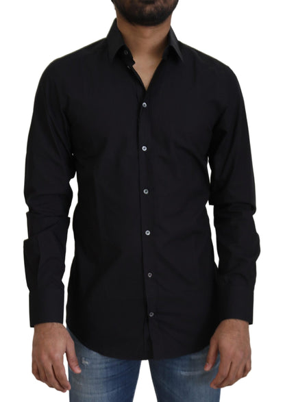 Dolce &amp; Gabbana Elegant Slim Fit Black Cotton Shirt