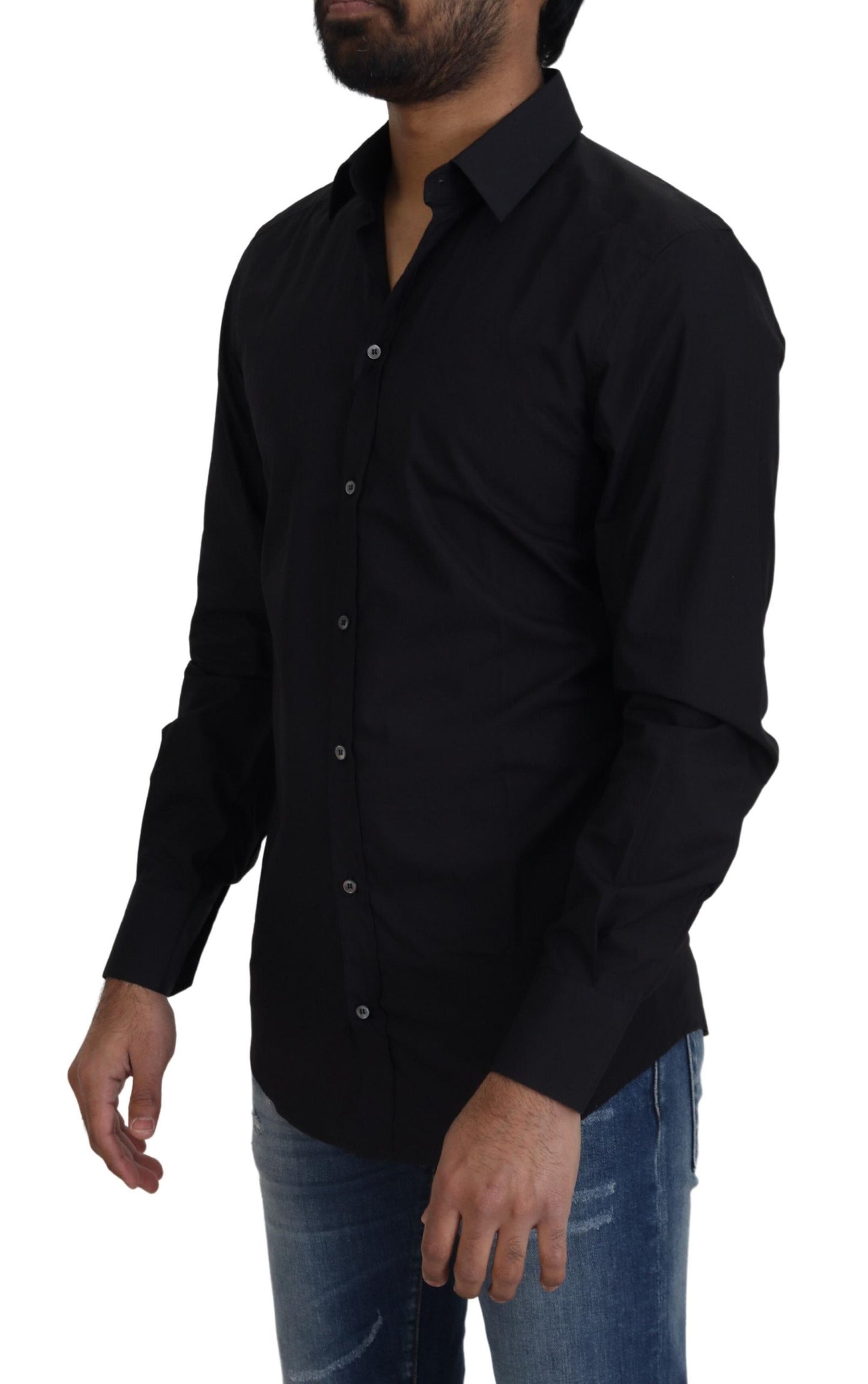 Dolce &amp; Gabbana Elegant Slim Fit Black Cotton Shirt