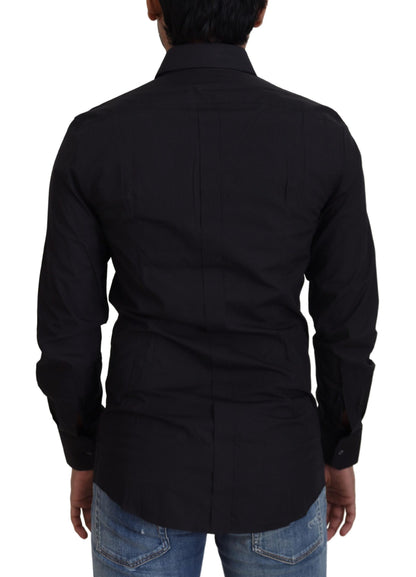 Dolce &amp; Gabbana Elegant Slim Fit Black Cotton Shirt