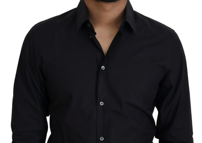 Dolce &amp; Gabbana Elegant Slim Fit Black Cotton Shirt