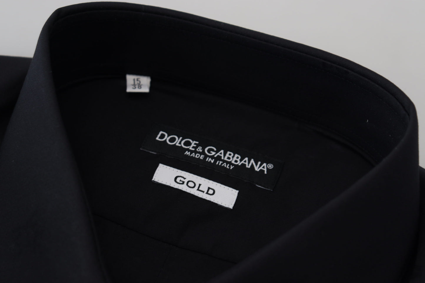 Dolce & Gabbana Schwarzes Baumwollhemd Slim Fit Formal Dress GOLD