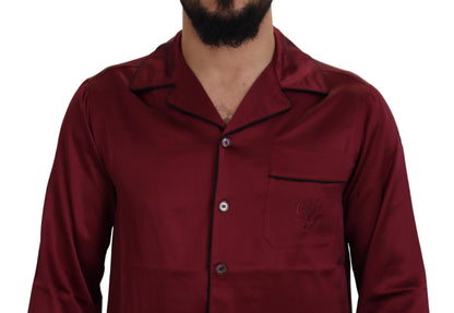 Dolce &amp; Gabbana Elegant Red Silk Nightgown Pyjama