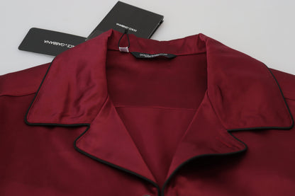 Dolce &amp; Gabbana Elegant Red Silk Nightgown Pyjama