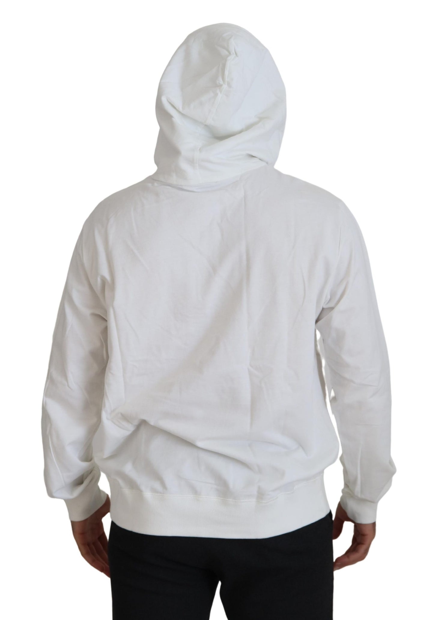 Dolce & Gabbana Weißes Baumwoll-Sweatshirt mit Kapuze Pullover