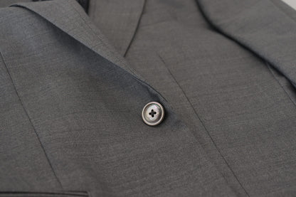 Dolce & Gabbana Graue Wolle Seide Slim Fit Jacke Blazer
