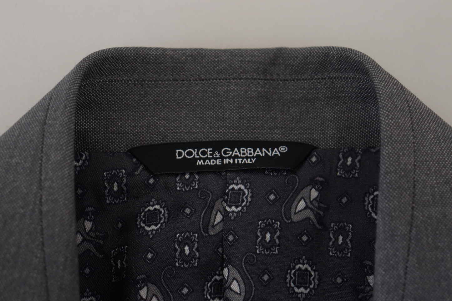 Dolce & Gabbana Graue Wolle Seide Slim Fit Jacke Blazer