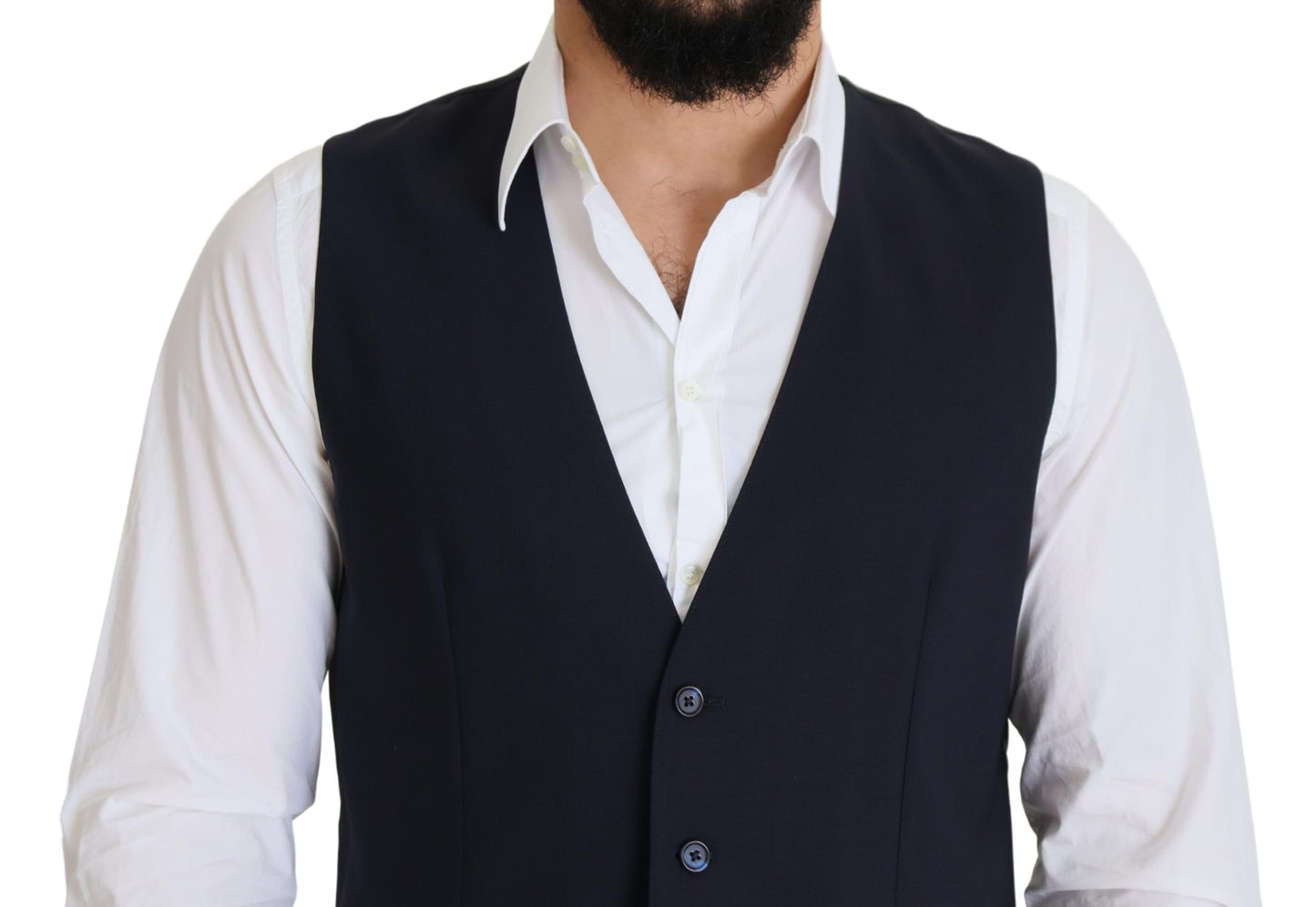 Dolce & Gabbana Dunkelblaue Stretchweste aus Wolle Formelle Weste