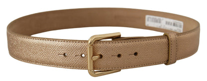 Dolce & Gabbana Rose Gold Leder Metallic Ton Metallschnalle Gürtel