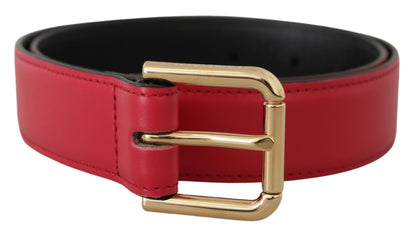 Dolce & Gabbana Roter Kalbsledergürtel mit goldfarbener Logo-Metallschnalle