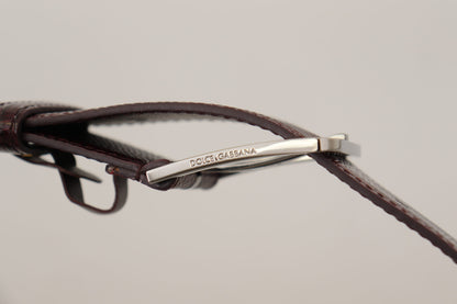 Dolce & Gabbana Kastanienbrauner Kalbsledergürtel mit Logo-Gravur und Schnalle