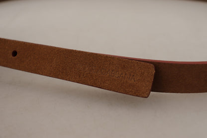 Dolce & Gabbana Brauner Logo gravierter Metall-Gürtel mit Gürtelschnalle