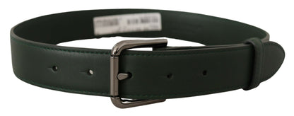 Dolce & Gabbana Army Green Leder Logo Metall Gürtelschnalle
