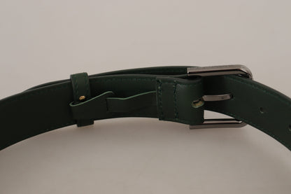 Dolce & Gabbana Army Green Leder Logo Metall Gürtelschnalle